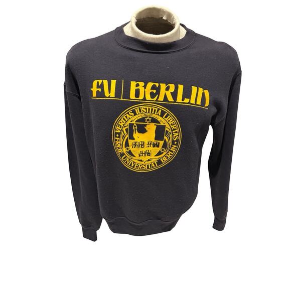 Vintage 80 Signal USA Sweatshirt L FU Berlin Freie Universität Cold War Era Rare - Picture 1 of 5